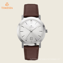 Timesea Stainless Steel Watch with Brown Leather Band 72518